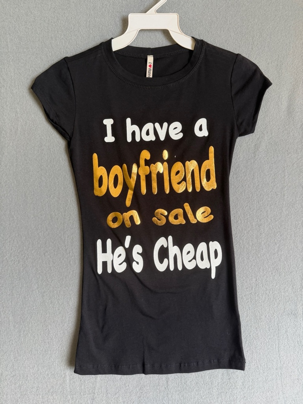 Black Graphic Tee with Gold & White Lettering